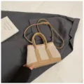 Women color-block canvas handbag large capacity tote bag shoulder messenger bag - No Pendant / Khaki
