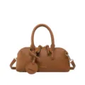 Brown boston handbag for women stylish leather top handle shoulder bag casual crossbody purse - Brown