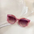 Modische Glitzer Kinder Sonnenbrille in Katzenaugen Form für Outdoor, rosa Gestell. - Transparentes Rosa