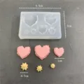 Silicone mold set for miniature clay resin crafts, heart and star shapes with size details. - Mini 3-Cavity Cream & 3-Cavity Heart