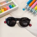 Kids polarized round sunglasses for summer sun protection, stylish eyewear for boys and girls. - Black