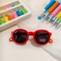 Kids polarized sunglasses candy color round frame UV400 sun protection children glasses summer - Red
