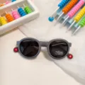 Children polarized sunglasses candy color cute round frame sun protection eyewear for kids - Gray