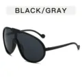Occhiali da sole oversize monopezzo alla moda nero grigio sport ciclismo occhiali da sole - Nero Lucido Grigio Totale