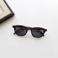 Children tortoise shell sunglasses with UV400 protection and rivet decor for kids. - Leopard Print