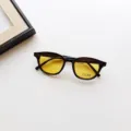 Kids fashion sunglasses with retro black frames and vibrant yellow lenses. UV400 protection. - Black Yellow