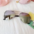 Gafas de sol de aviador para niños con lentes espejo coloridas, doble puente metálico. - Plata Espejado