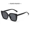 Black square sunglasses, trendy large frame sun glasses for women and men, stylish eyewear. - Glossy Black Gray Lens