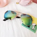 Occhiali da sole aviatore colorati e riflettenti per bambini con elegante montatura oro. - Oro Specchiato
