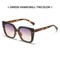 Oversized square sunglasses featuring green tortoiseshell pattern and gradient lenses. - Green Tricolor Hawksbill