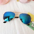 Occhiali da sole aviatore bambino colorati riflettenti montatura metallo moda bimbo - Blu Specchiato