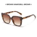 Oversized square tortoise shell sunglasses for women, brown gradient lenses stylish eyewear. - Brown Hawksbill Brown Lens