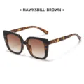 Hawksbill brown oversized square sunglasses, stylish retro gradient lenses for daily wear. - Blue Hawksbill Brown Lens
