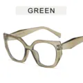 Green Cat Eye Polygon Sunglasses Fashion Trendy Retro Big Frame Eyewear For Women - Olive Green Anti-Blue Light