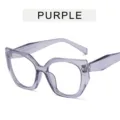 Purple Cat Eye Sunglasses Large Frame Trendy Eyewear Stylish Streetwear Shades for Women - Anti-Blue Light (Transparent Purple)