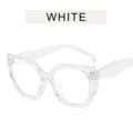Clear transparent frame polygonal cat eye sunglasses fashion oversized eyewear for women men - Transparent White Blue Light Blocking