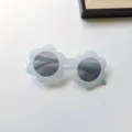 Light blue flower sunglasses for kids, cute toddler sun glasses with unique floral frame. - Jelly Blue