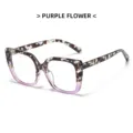 Trendy oversized blauwlichtfilter bril met chique schildpad en paarse verloopmontuur. - Paarse Bloem Anti Blauw Licht Lens