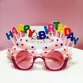 Birthday party cupcake glasses with colorful happy birthday letters for celebration events. - Cake Shape / Glitter Pink