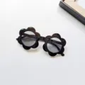 Cute black flower children sunglasses for boys and girls, stylish toddler sun glasses. - Bright Black