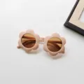 Cute pink flower shaped toddler sunglasses with brown lenses for kids daily outdoor wear. - Matte Pink