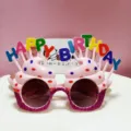 Birthday party novelty glasses cupcake design pink glitter festive costume prop for celebration - Cake Shape / Glitter Gray