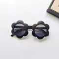 Cute kids flower sunglasses for boys and girls, stylish toddler sun protection eyewear. - Frosted Black