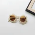 Cute flower children sunglasses for cute boys and girls, trendy beige toddler sun glasses. - Matte Off-white