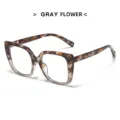 Oversized blauwlichtfilter bril met grijs schildpadpatroon modieuze stijl voor dagelijks. - Grijze Bloem Anti Blauw Licht Lens