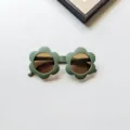 Toddler flower sunglasses, cute green floral sun glasses for kids boys and girls, daily wear. - Green