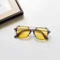Lunettes de soleil carrées irrégulières enfant verres jaunes monture grise mode - Gris Transparent Verres Jaunes