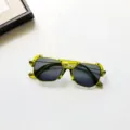 Enfants élégant lunettes de soleil gelée vert irrégulier carré mode lunettes - Monture Verte Transparente Verres Gris