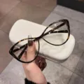 Donne elegante montatura occhiali occhio di gatto tartaruga anti luce blu occhiali ottica - Lente Piana (Senza Grado) / Stampa leopardata