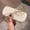 Occhiali da vista gatto grandi eleganti da donna montatura leggera anti luce blu. - Marrone Chiaro Opaco