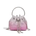 Glänzende Strass Beuteltasche für Damen, elegante Abendtasche mit Kette und Griff. - Weißes Farbverlauf Rosenrot