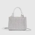 Bolsos De Noche Con Diamantes De Imitación Plateados Bandolera Cuadrada Pequeña - Plateado