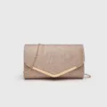 Elegante bolso de noche con purpurina y cadena dorada, bolso cruzado de hombro para mujer. - Rosa oro