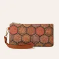 Monedero de mujer con estampado bohemio vintage, cartera larga con cremallera y correa. - Patrón Geométrico 3