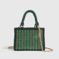Bolso de mano verde con estrás, elegante bolso cruzado de noche para mujeres. - Verde