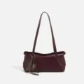 Bolso de hombro burdeos retro para mujer bolso minimalista elegante estilo de otoño - Rojo Oscuro