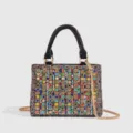 Sparkling Rhinestone Evening Handbag Crystal Lady Tote Crossbody Bag for Women Party - Colorful