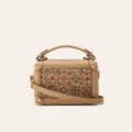 Bolso de mano tipo caja retro de corcho con asa y correa cruzada para mujer elegante. - Cuadrícula Grande
