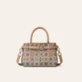 Bolso de mano de corcho con estampado de azulejos étnicos, bolso cruzado elegante mujer. - Azul a Cuadros