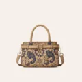 Bolso de mano de corcho para mujer con estampado floral bandolera ligera casual elegante - Azul Floral
