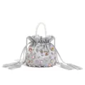 Bolso tipo cubo gris con perlas y pedrería, un elegante bolso de mano para mujer. - Gris Claro