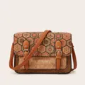 Bolso bandolera de corcho vintage para mujer, bolso de hombro retro con hebilla metálica. - Girasol