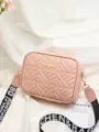 Bolso cruzado acolchado rosa para mujer, bolso de hombro pequeño y elegante con correa. - Rosa