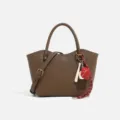 Stylish brown pebbled leather tote bag for women, versatile crossbody and shoulder handbag. - Dark Brown