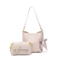 Set de bolso cubo beige con bolso cruzado a juego y panuelo, elegante bolso de mujer en cuero PU. - Blanco