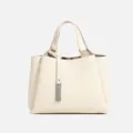 Bolso de mano para mujer de cuero beige elegante casual bolso de hombro estilo chic - Albaricoque Beige